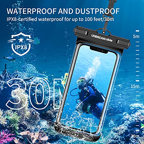 UNBREAKcable Waterproof Phone Case, 2-Pack IPX8 Universal Waterproof Phone Pouch Dry Bag for iPhone 14 13 12 11 Pro Max XR X XS SE 2022 8 Plus Samsung S23 S22 Ultra S21 S10 Huawei P40 Mate 40 up to 7"