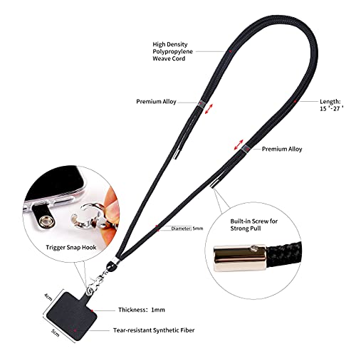 Tmate Phone Lanyard - Adjustable Strap Holder for Cell Phone for Around the Neck Crossbody Carrier Necklace Leash Tether Bag Back Pouch Purse over Neck for iPhone Android Case Accessory Charm