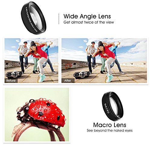 Akls Mobile Phone Lens 0.45X Wide Angle Len & 12.5X Macro HD Clip-on Camera Lens Universal for iPhone Samsung and Most of Android Smartphone