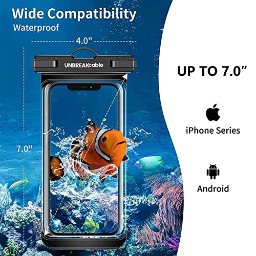 UNBREAKcable Waterproof Phone Case, 2-Pack IPX8 Universal Waterproof Phone Pouch Dry Bag for iPhone 14 13 12 11 Pro Max XR X XS SE 2022 8 Plus Samsung S23 S22 Ultra S21 S10 Huawei P40 Mate 40 up to 7"