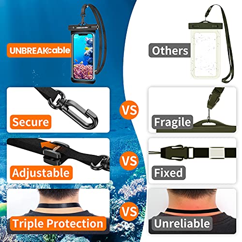 UNBREAKcable Waterproof Phone Case, 2-Pack IPX8 Universal Waterproof Phone Pouch Dry Bag for iPhone 14 13 12 11 Pro Max XR X XS SE 2022 8 Plus Samsung S23 S22 Ultra S21 S10 Huawei P40 Mate 40 up to 7"