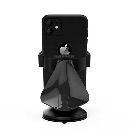 Arteck Car Mount, Universal Mobile Phone Car Mount Holder 360¡ã Rotation for Auto Windshield and Dash, for Cell Phones Apple iPhone 14, 14 Pro, 13, 13 Pro, 12, 11, Xr, Xs, Android Smartphone, GPS