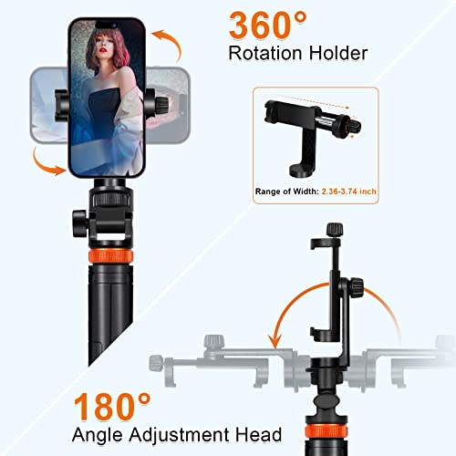 Selfie Stick Tripod with Bluetooth Remote,Ufanore 62"(157cm) Extendable Phone Tripod Stand,Stable Cell Phone Holder Compatible with iPhone 14 Pro Max 13 12/Android Phone/Camera