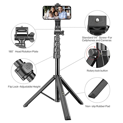 2-in-1 Phone Tripod and Selfie Stick with Remote and Holder