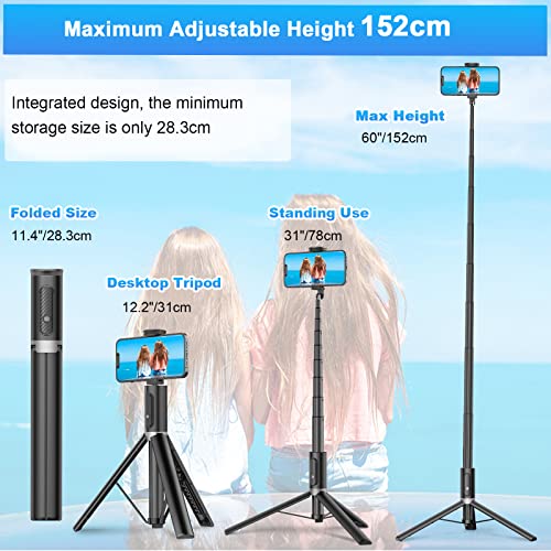 Portable 60" Smartphone Selfie Stick Tripod