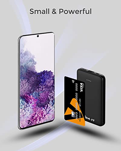 Vida IT vBot Power Bank Portable Charger Battery Pack for Samsung Galaxy S21 S20 S10 S8 A51 Android Mobile Phone Power Pack with Built-In Cable, Pocket Size USB External Battery Pack Phone Charger