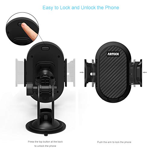 Arteck Car Mount, Universal Mobile Phone Car Mount Holder 360° Rotation for Auto Windshield and Dash, for Cell Phones Apple iPhone 14, 14 Pro, 13, 13 Pro, 12, 11, Xr, Xs, Android Smartphone, GPS
