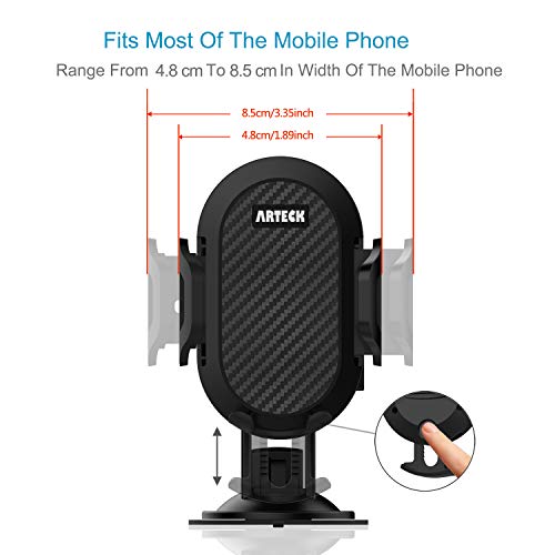 Arteck Car Mount, Universal Mobile Phone Car Mount Holder 360° Rotation for Auto Windshield and Dash, for Cell Phones Apple iPhone 14, 14 Pro, 13, 13 Pro, 12, 11, Xr, Xs, Android Smartphone, GPS