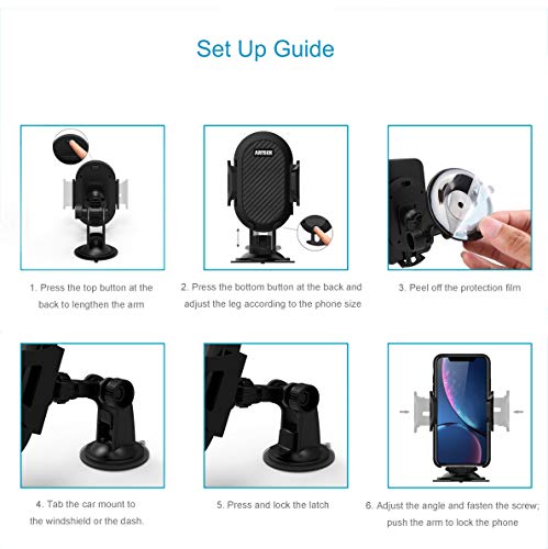 Arteck Car Mount, Universal Mobile Phone Car Mount Holder 360° Rotation for Auto Windshield and Dash, for Cell Phones Apple iPhone 14, 14 Pro, 13, 13 Pro, 12, 11, Xr, Xs, Android Smartphone, GPS
