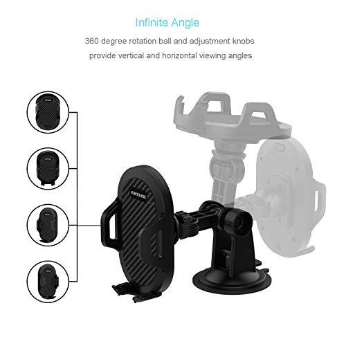 Arteck Car Mount, Universal Mobile Phone Car Mount Holder 360° Rotation for Auto Windshield and Dash, for Cell Phones Apple iPhone 14, 14 Pro, 13, 13 Pro, 12, 11, Xr, Xs, Android Smartphone, GPS