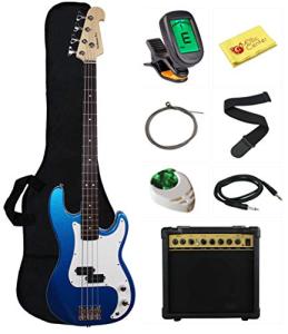 Stedman Beginner Bass Guitar Bundle with Amp - Blue
