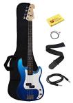 Stedman Beginner Bass Guitar Bundle with Amp - Blue