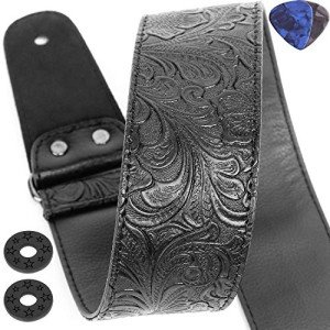 Vintage 60's Retro Printed Leather Guitar Strap