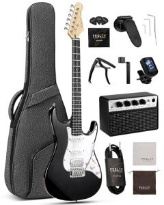 Fesley 39" Electric Guitar Beginner Kit - Black