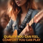 Royal Black Silver Woven Guitar Strap with Picks