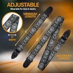 Royal Black Silver Woven Guitar Strap with Picks