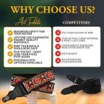 Royal Black Silver Woven Guitar Strap with Picks