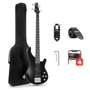 Donner Full-Size 4-String Electric Bass Guitar - Black