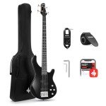 Donner Full-Size 4-String Electric Bass Guitar - Black