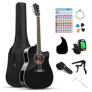 Moukey 41" Acoustic Guitar for Beginners - Black