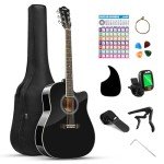 Moukey 41" Acoustic Guitar for Beginners - Black