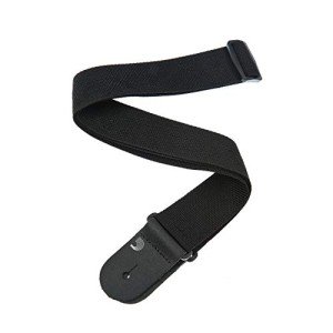 Black 2-Inch Polypropylene Guitar Straps with Leather Ends