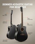Donner Full Size Acoustic Guitar Kit - Black
