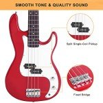 Glarry Full Size Electric Bass Guitar - Red