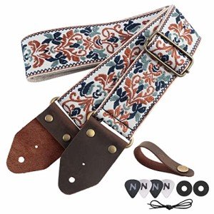 Nefelibata Jacquard Guitar Strap with Leather Ends