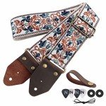 Nefelibata Jacquard Guitar Strap with Leather Ends