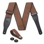 Soft Cotton Acoustic Guitar Strap with Leather Ends