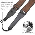 Soft Cotton Acoustic Guitar Strap with Leather Ends