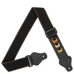Soft Cotton Guitar Strap with Pick Holders - Black