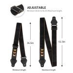 Soft Cotton Guitar Strap with Pick Holders - Black