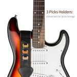 Soft Cotton Guitar Strap with Pick Holders - Black
