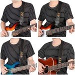 Soft Cotton Guitar Strap with Pick Holders - Black