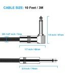 10ft Guitar Cable - Right Angle to Straight, Black