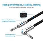 10ft Guitar Cable - Right Angle to Straight, Black