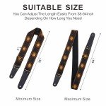 Sun Embroidered Cotton Guitar Strap with Leather Ends