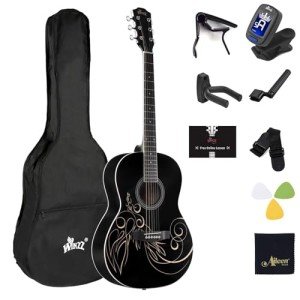 WINZZ AF227A 39" Acoustic Guitar Bundle with Accessories