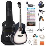 ADM Dreadnought Acoustic Guitar Starter Kit Bundle