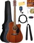 Fender CD-60SCE All Mahogany Acoustic-Electric Guitar Bundle