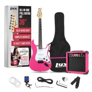 LyxPro 39" Full Size Electric Guitar Starter Kit - Pink