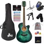 WINZZ 40" Acoustic Guitar Starter Bundle - Dark Green