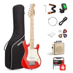 Donner 30" Kids Electric Guitar Beginner Kit, Red