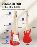 Donner 30" Kids Electric Guitar Beginner Kit, Red