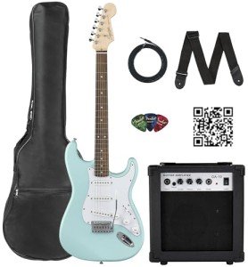 Fender Squier Stratocaster Electric Guitar Bundle - Daphne Blue