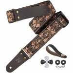 Nefelibata 2" Embroidered Guitar Strap with Leather Ends