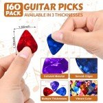 Colorful Celluloid Guitar Picks Set - 160 Pieces
