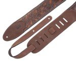 Levy's 3" Embossed Leather Guitar Strap - Geranium Whiskey